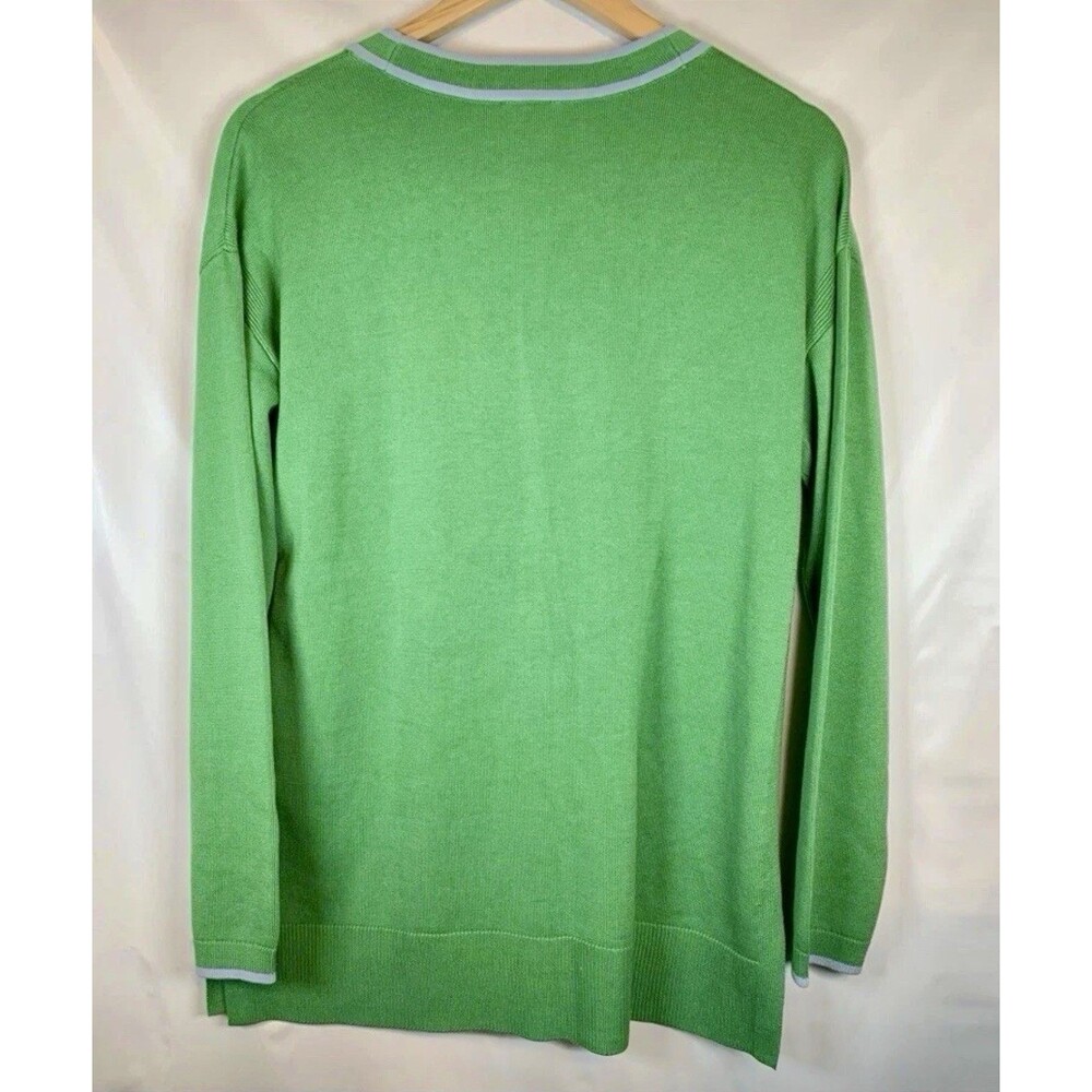 Talbots Tip Par Green Gray Button Up Long Sleeve Cardigan Sweater Size Medium - Picture 8 of 8